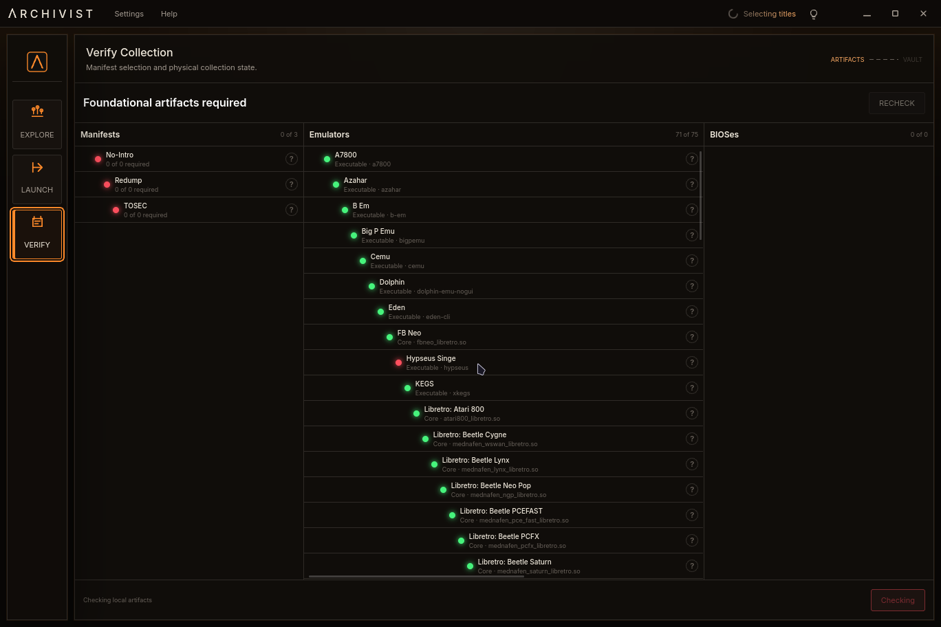 Archivist collection verification view